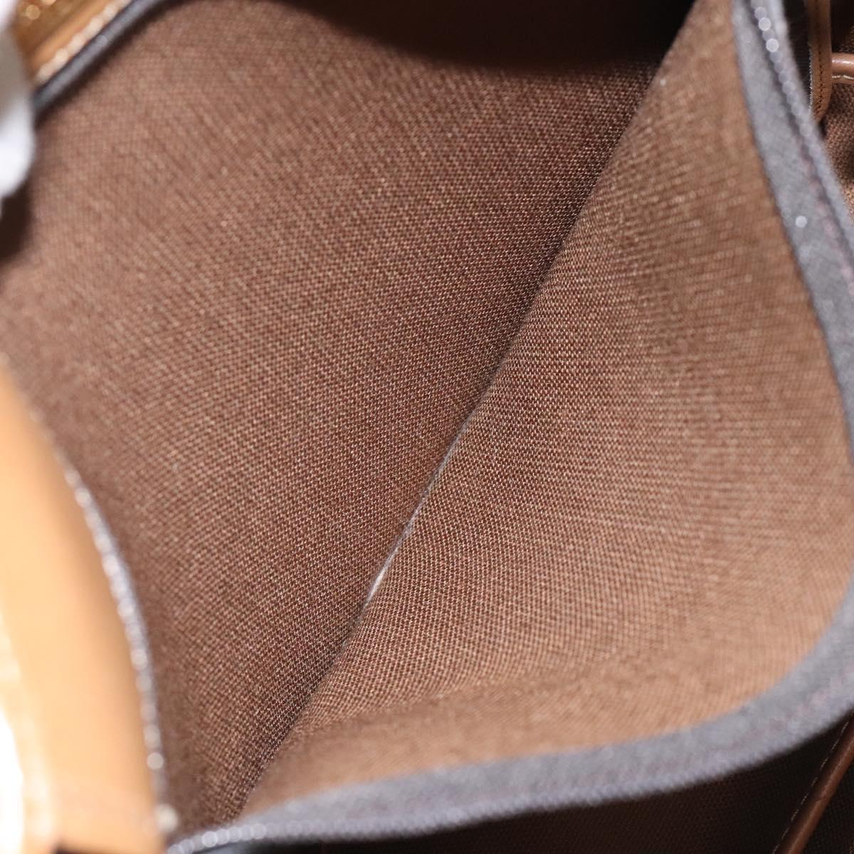 Christian Dior Honeycomb Canvas Shoulder Bag PVC Leather Black gold Auth BA1644