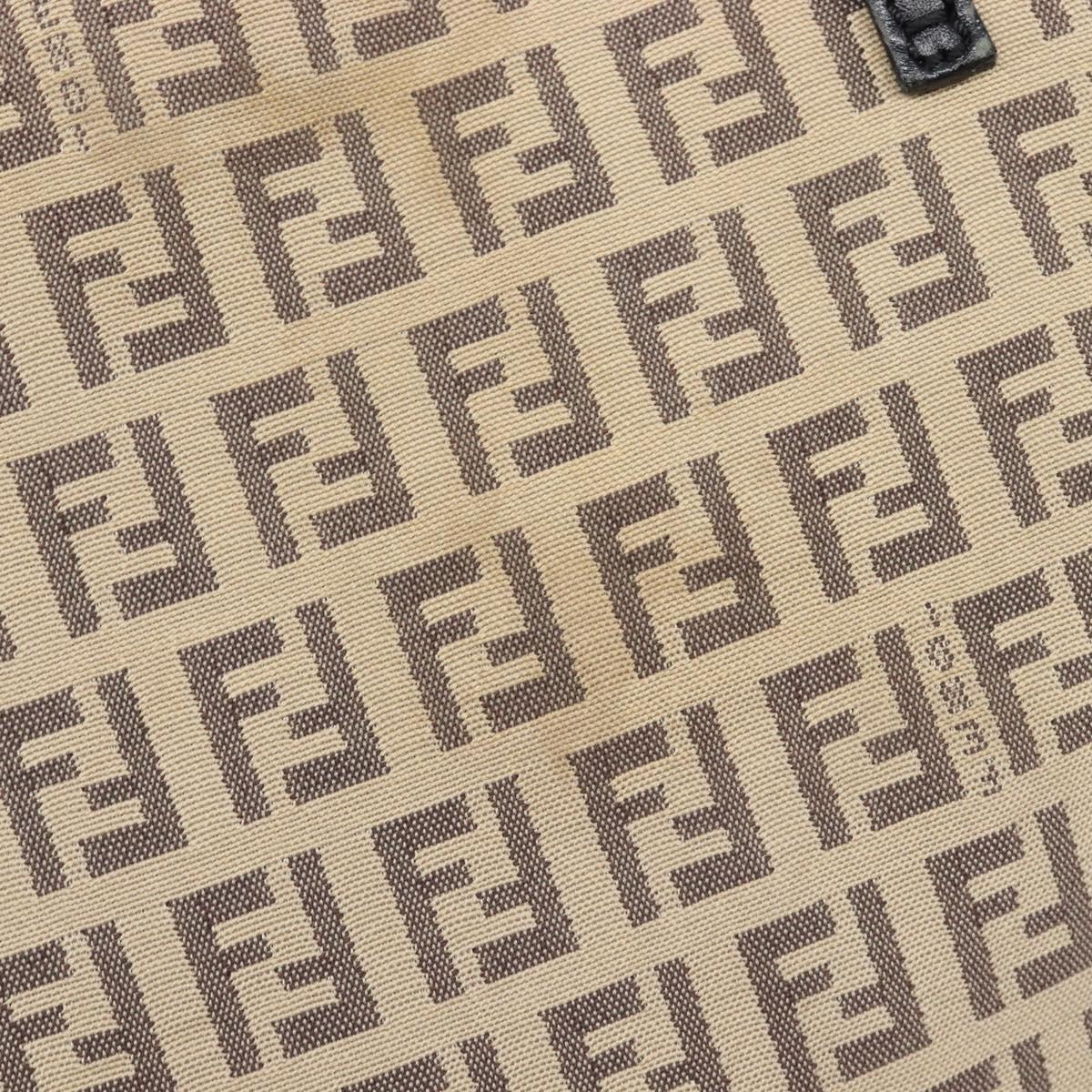 FENDI Zucchino Canvas Tote Bag Beige Silver 8BH074 Auth BA16450