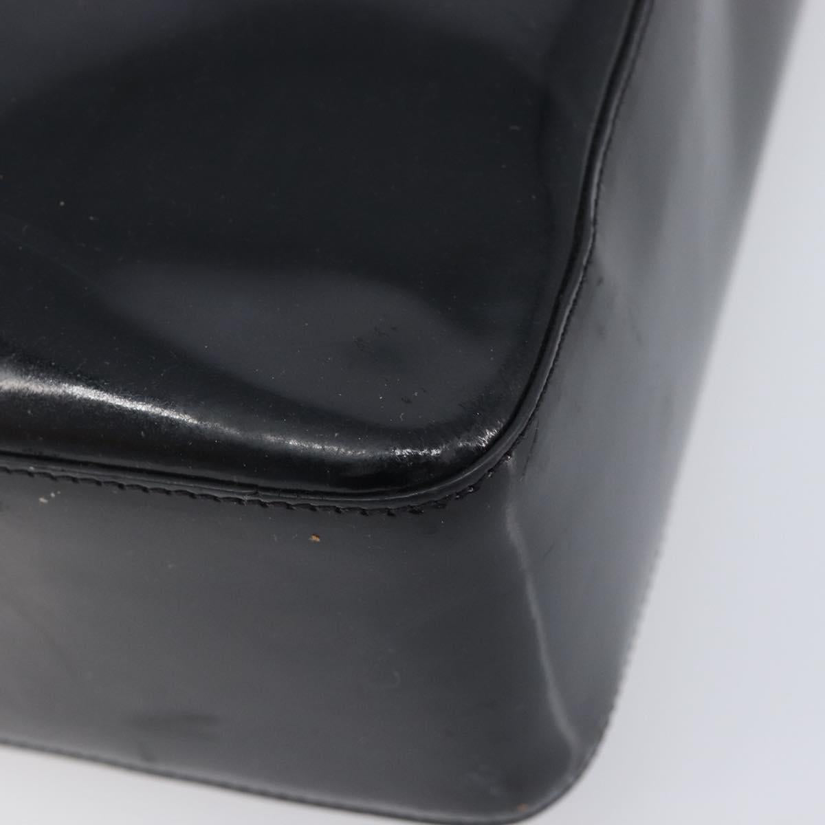 CHANEL Tote Bag Patent Leather Black Gold CC Auth BA16451