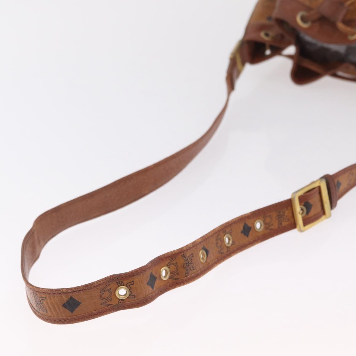 MCM Vicetos Logogram Shoulder Bag PVC Leather Brown Gold Auth BA16458