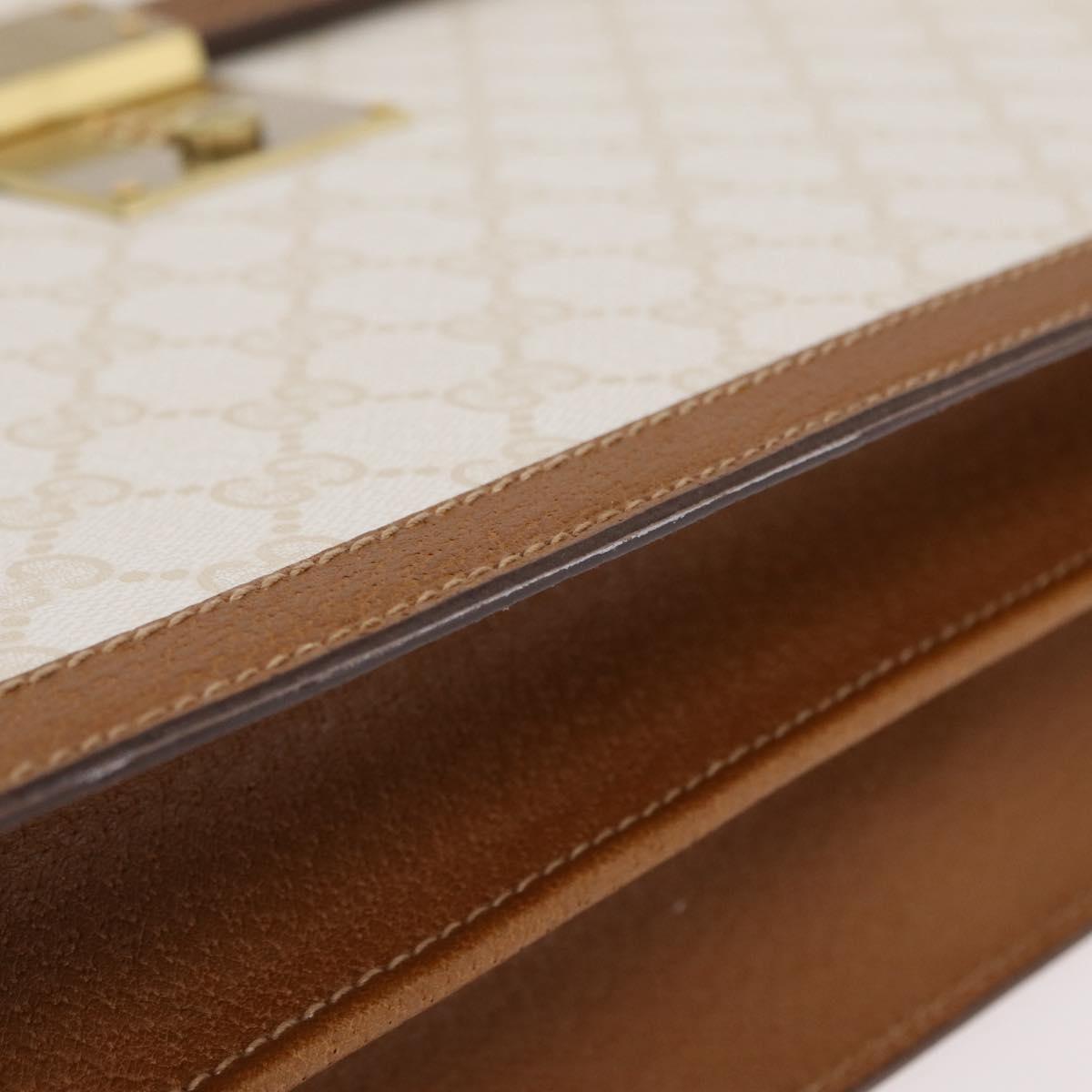 GUCCI GG Supreme Business Bag PVC Leather White Gold Auth BA16459A
