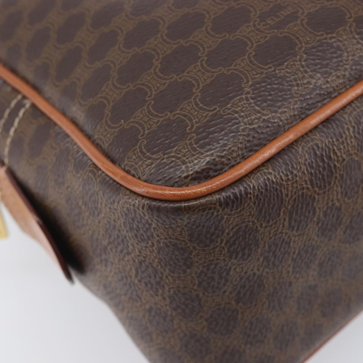 CELINE Macadam Canvas Hand Bag PVC Leather Brown Gold Auth BA16462