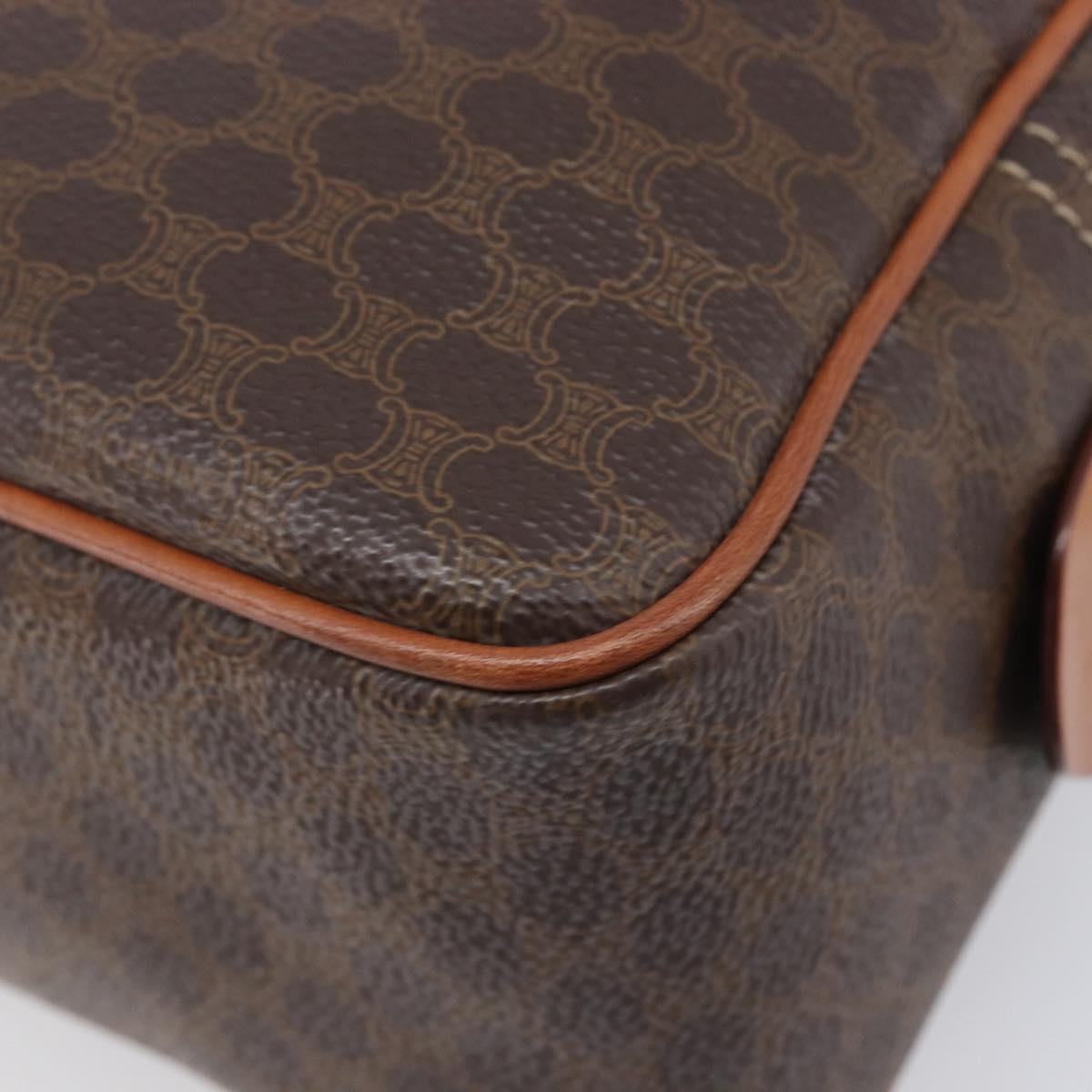 CELINE Macadam Canvas Hand Bag PVC Leather Brown Gold Auth BA16462