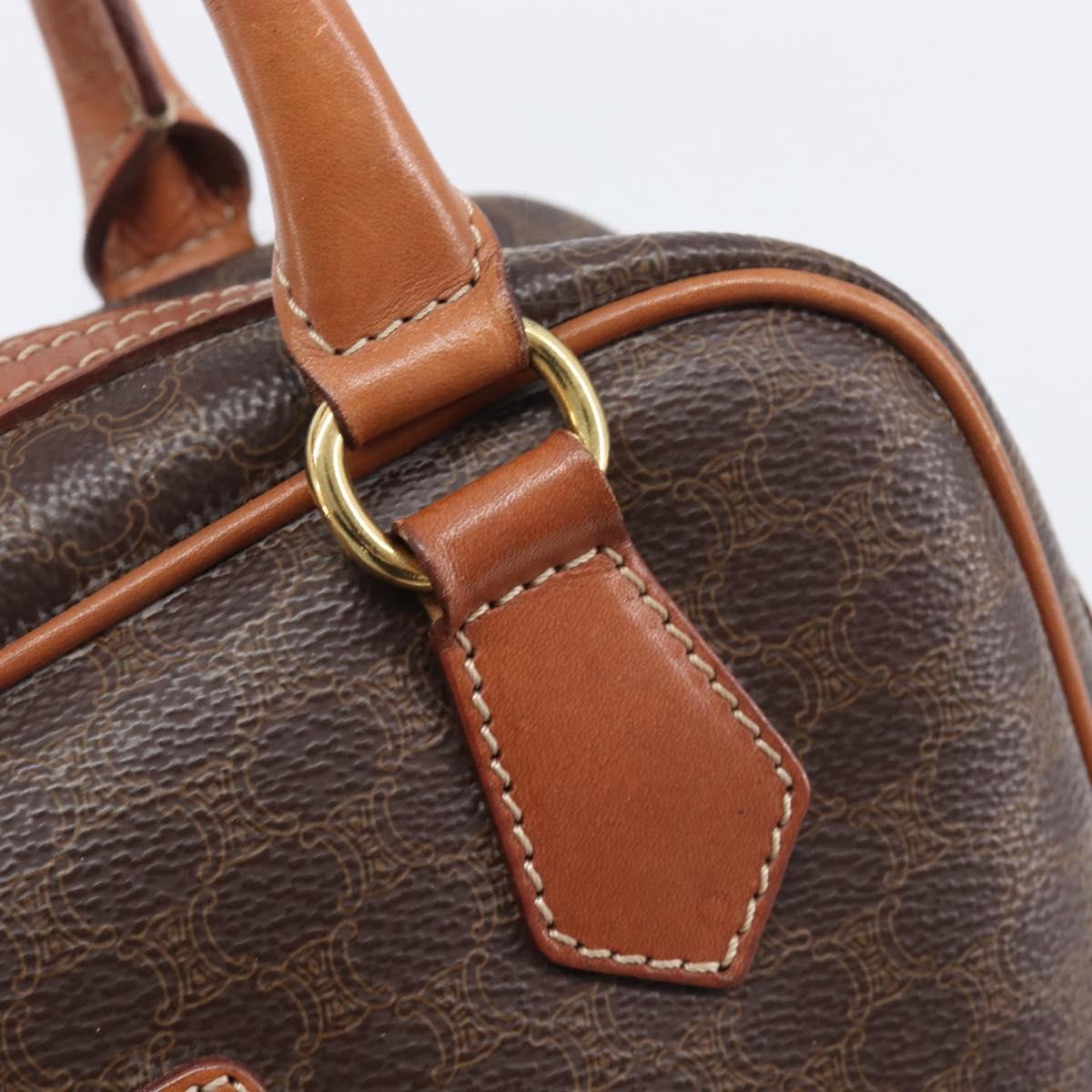 CELINE Macadam Canvas Hand Bag PVC Leather Brown Gold Auth BA16462