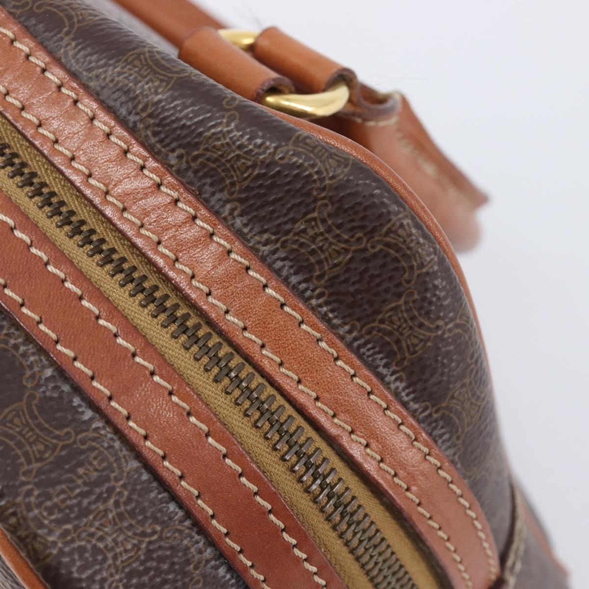 CELINE Macadam Canvas Hand Bag PVC Leather Brown Gold Auth BA16462