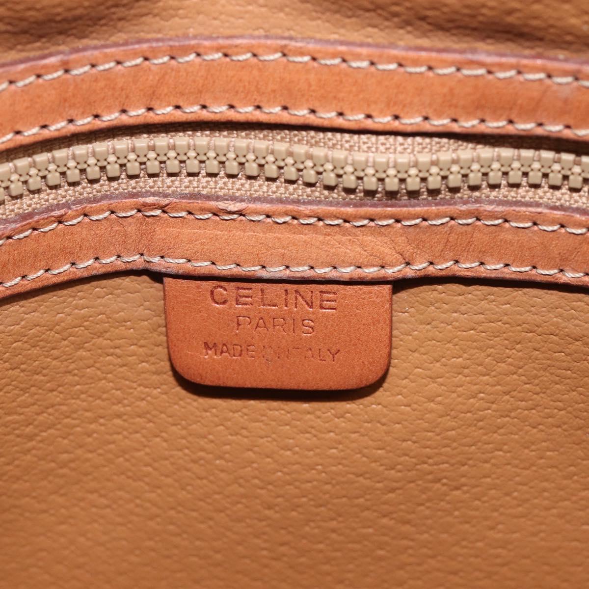 CELINE Macadam Canvas Hand Bag PVC Leather Brown Gold Auth BA16462