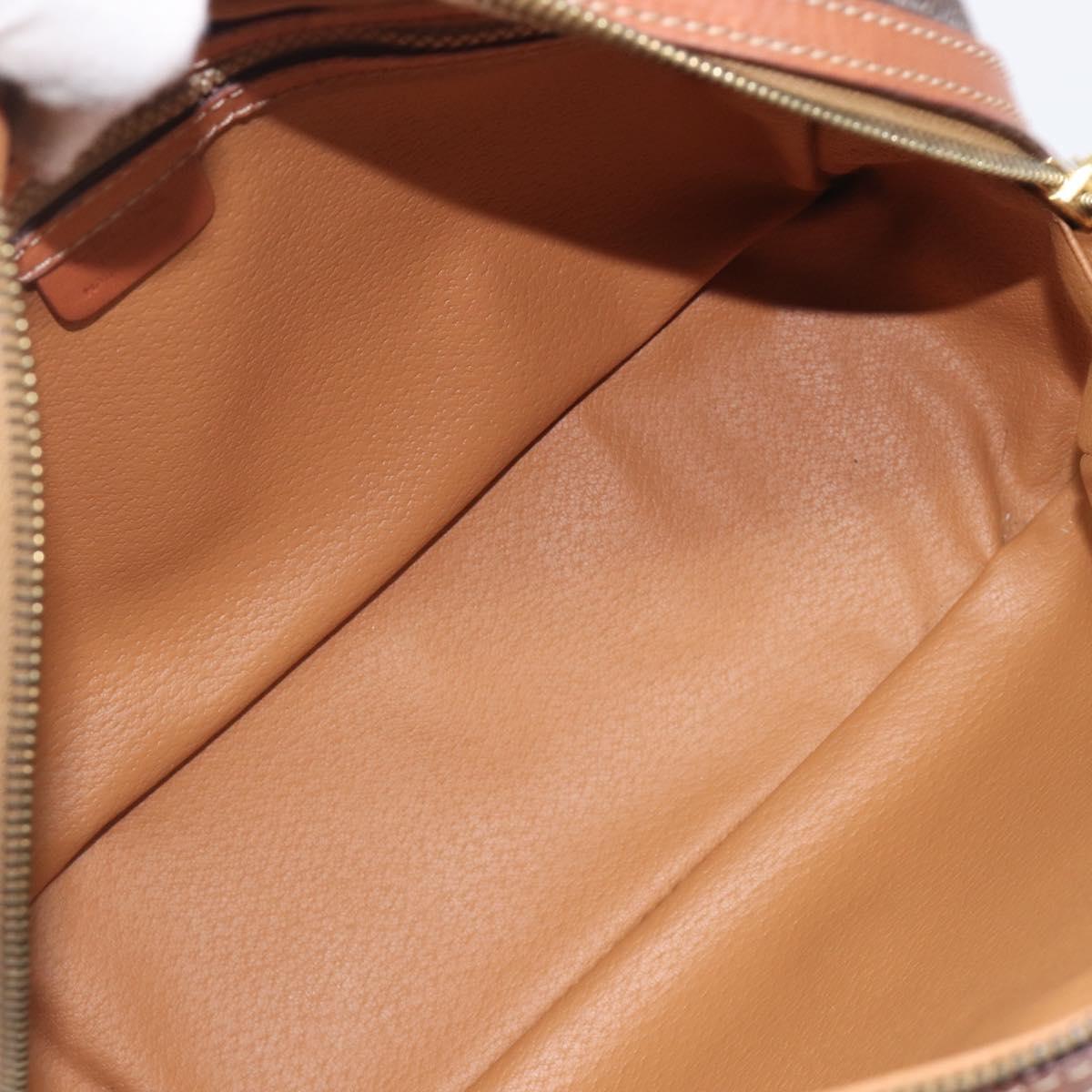 CELINE Macadam Canvas Hand Bag PVC Leather Brown Gold Auth BA16462