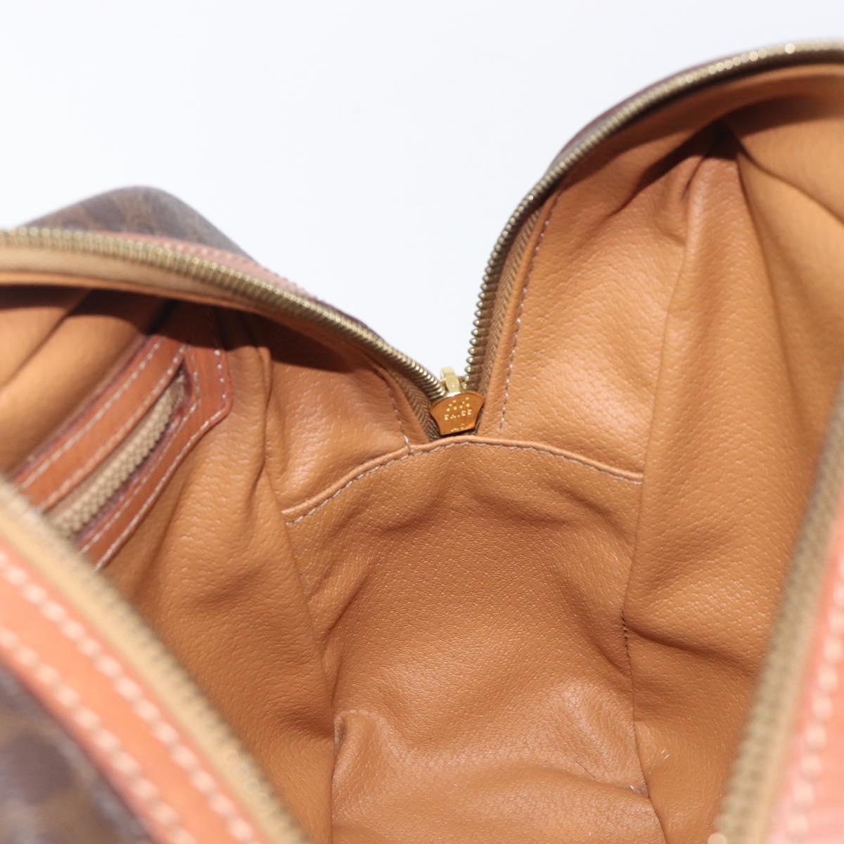 CELINE Macadam Canvas Hand Bag PVC Leather Brown Gold Auth BA16462