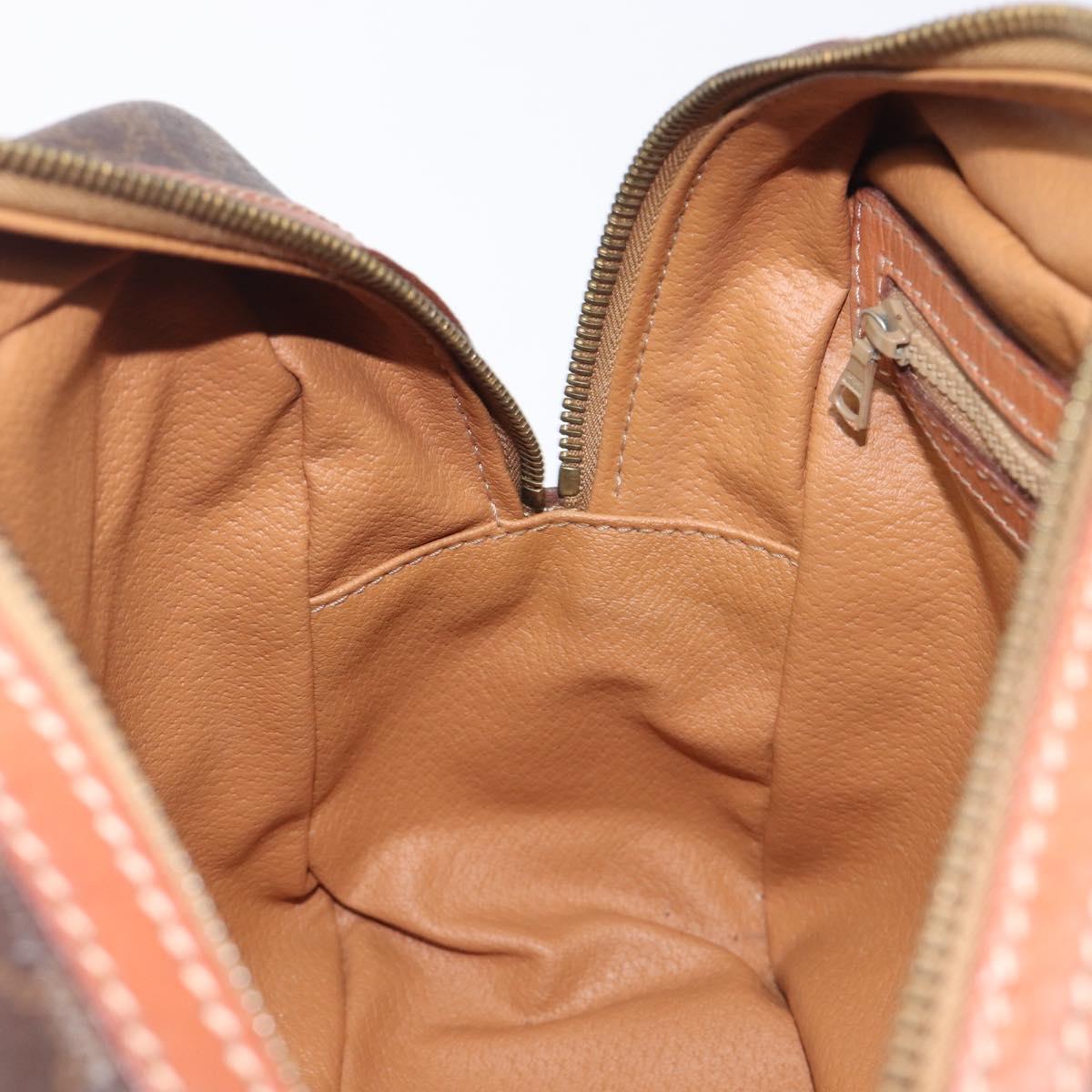 CELINE Macadam Canvas Hand Bag PVC Leather Brown Gold Auth BA16462