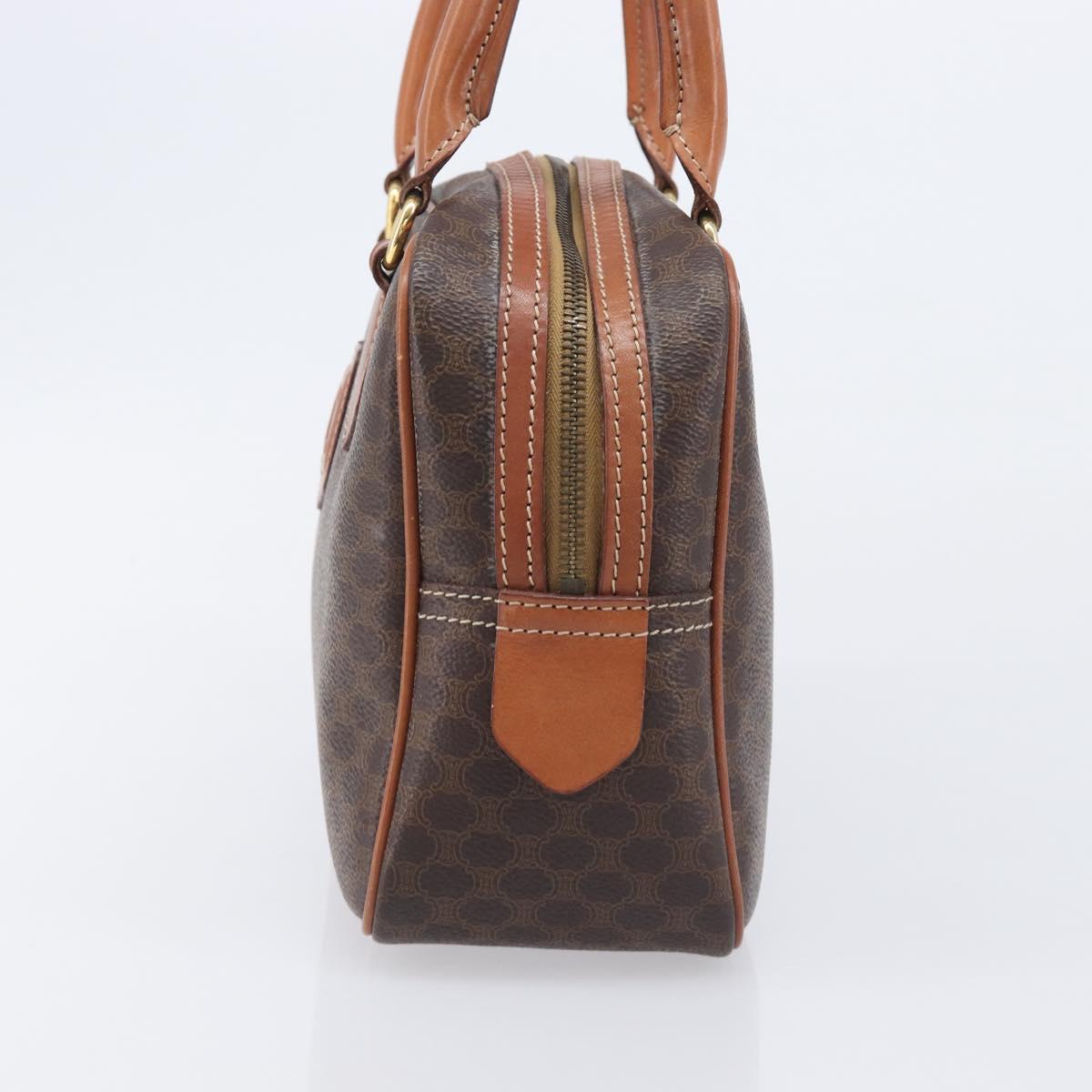 CELINE Macadam Canvas Hand Bag PVC Leather Brown Gold Auth BA16462