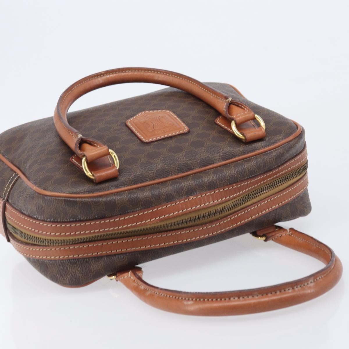 CELINE Macadam Canvas Hand Bag PVC Leather Brown Gold Auth BA16462