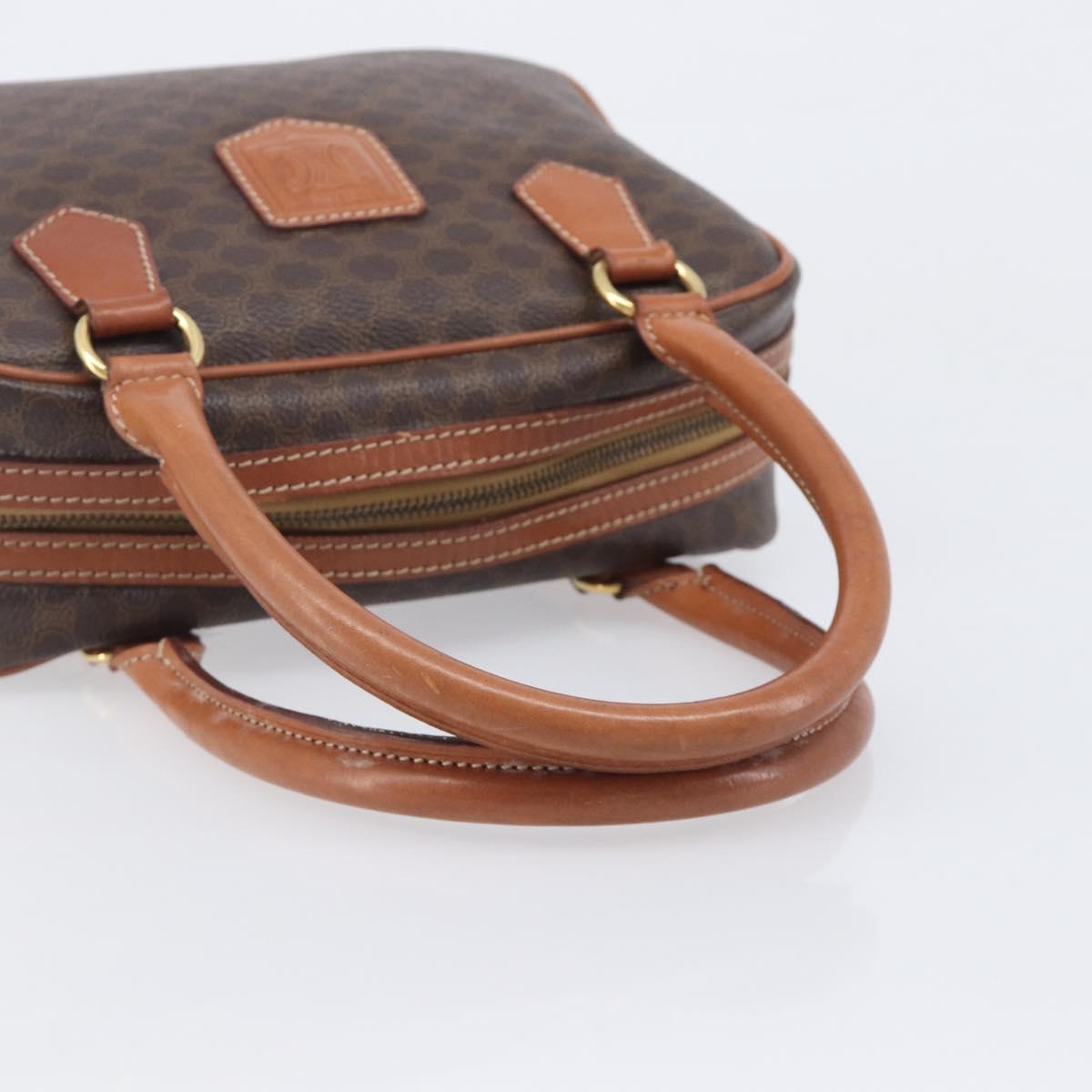 CELINE Macadam Canvas Hand Bag PVC Leather Brown Gold Auth BA16462