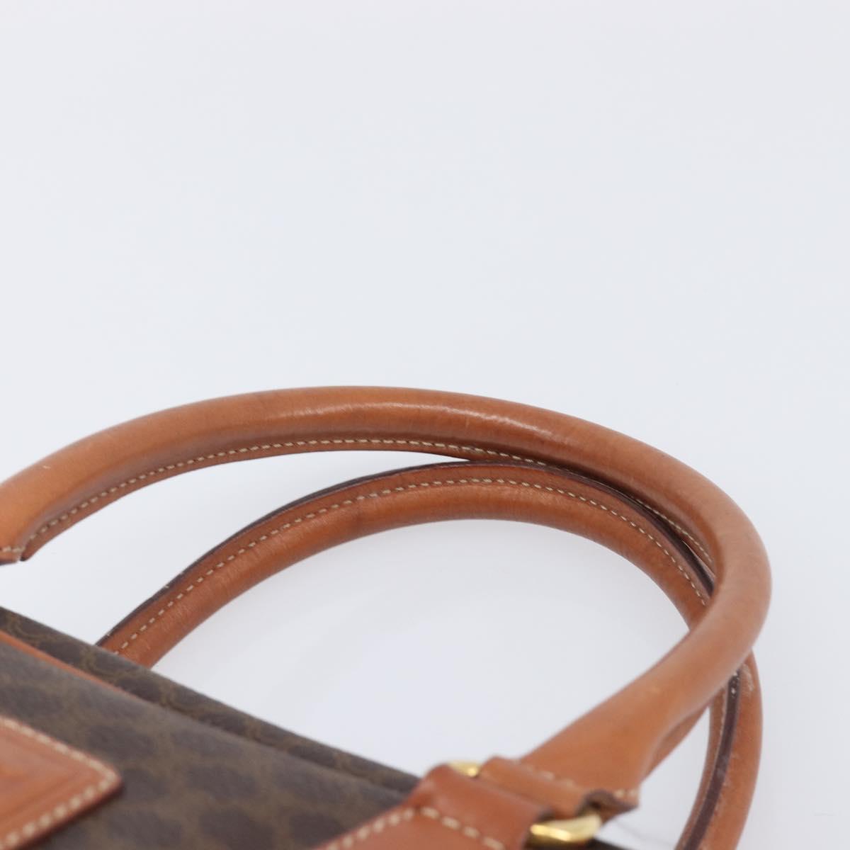CELINE Macadam Canvas Hand Bag PVC Leather Brown Gold Auth BA16462