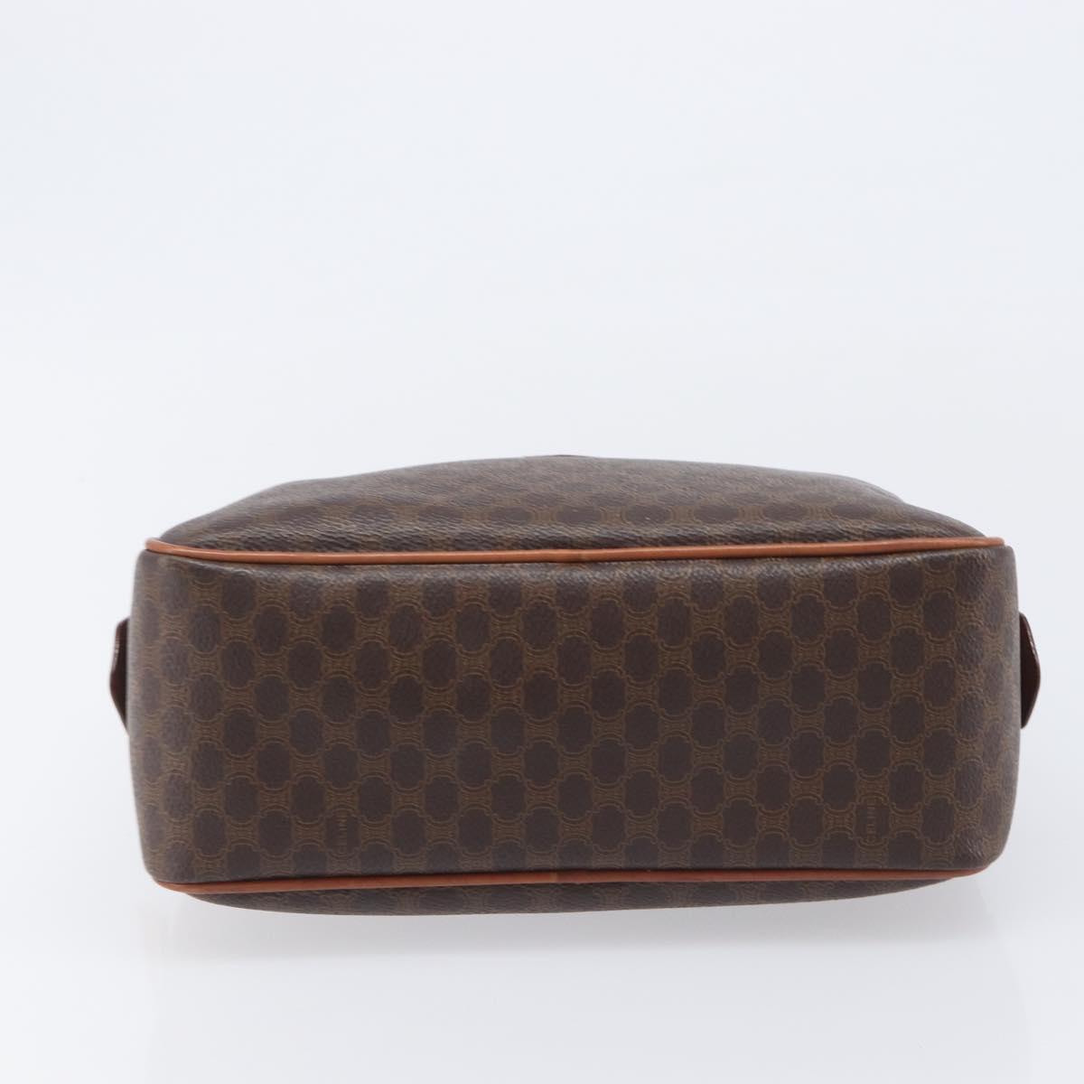 CELINE Macadam Canvas Hand Bag PVC Leather Brown Gold Auth BA16462