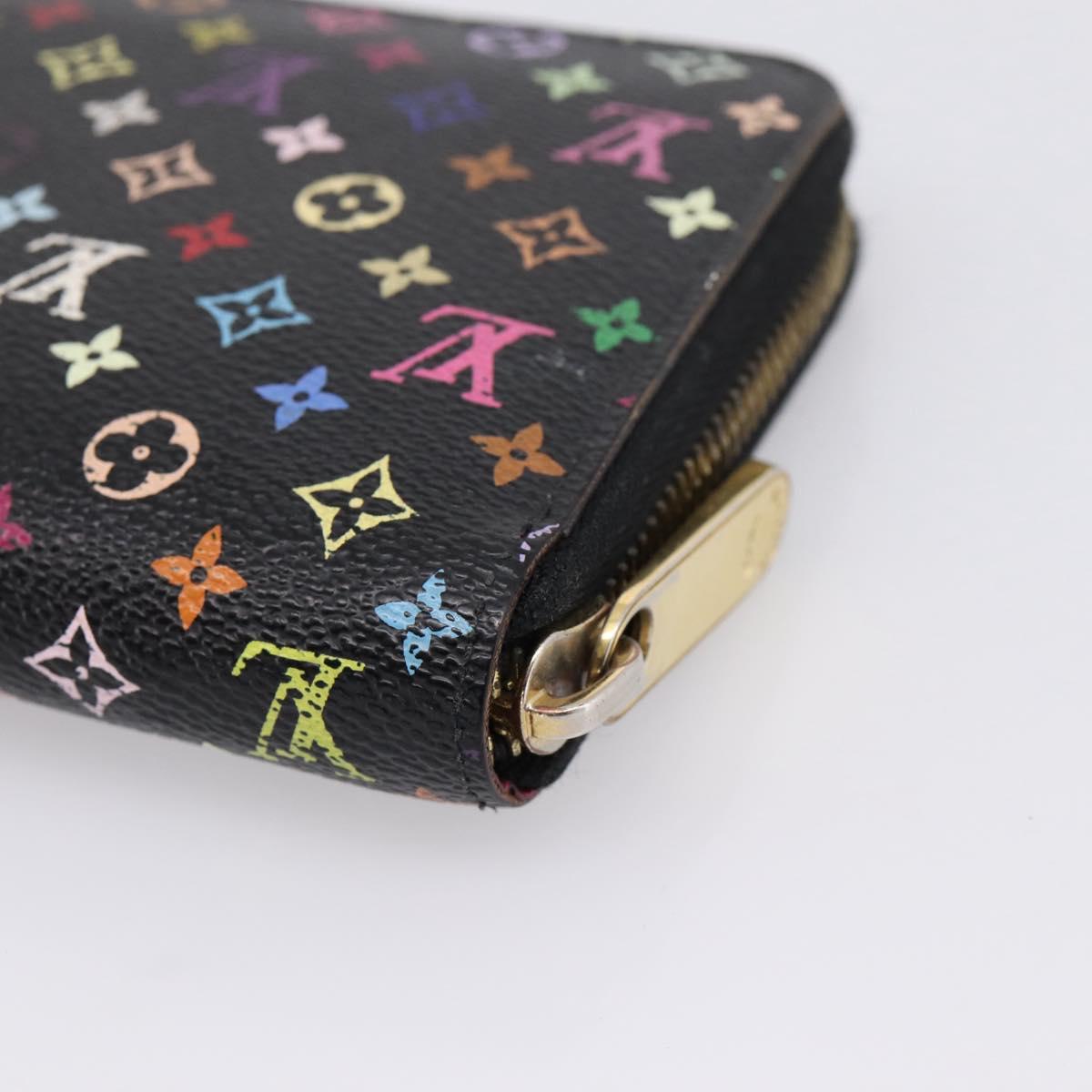 LOUIS VUITTON Monogram Multicolor Zippy Wallet Black M60243 LV Auth BA16464