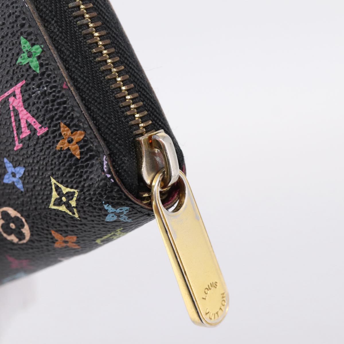 LOUIS VUITTON Monogram Multicolor Zippy Wallet Black M60243 LV Auth BA16464