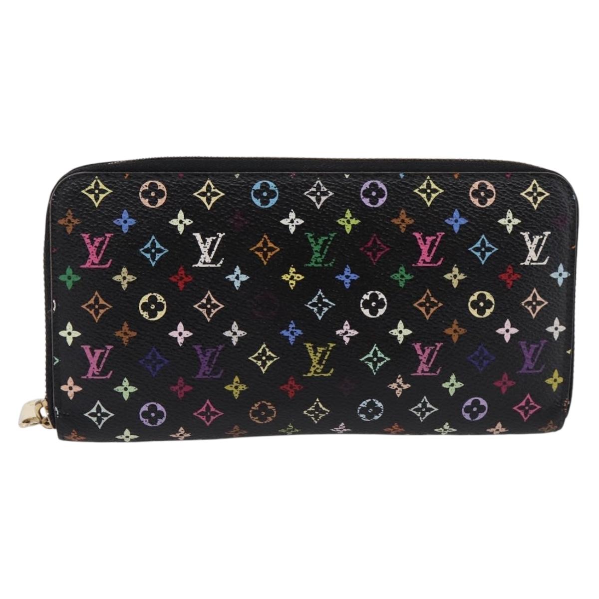 LOUIS VUITTON Monogram Multicolor Zippy Wallet Black M60243 LV Auth BA16464