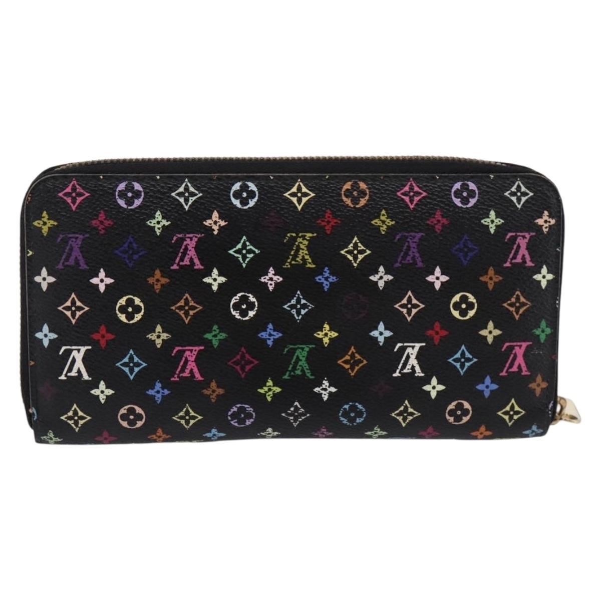 LOUIS VUITTON Monogram Multicolor Zippy Wallet Black M60243 LV Auth BA16464