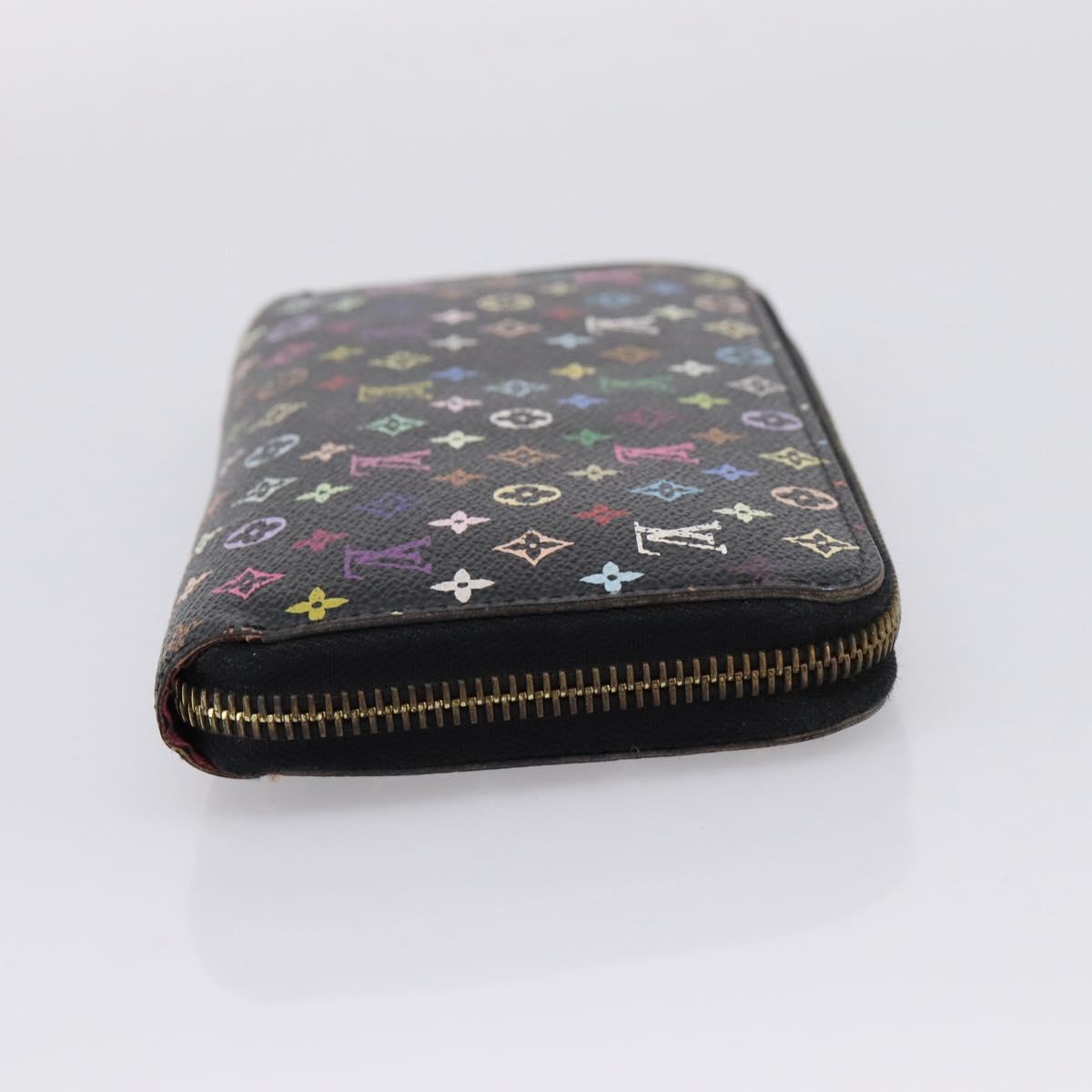 LOUIS VUITTON Monogram Multicolor Zippy Wallet Black M60243 LV Auth BA16464