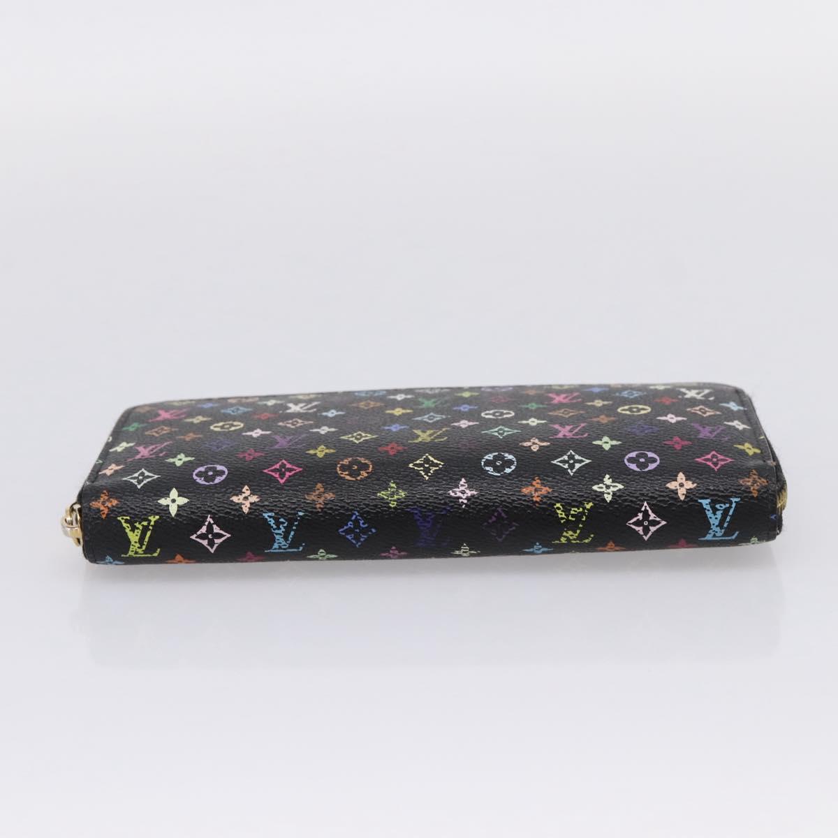 LOUIS VUITTON Monogram Multicolor Zippy Wallet Black M60243 LV Auth BA16464