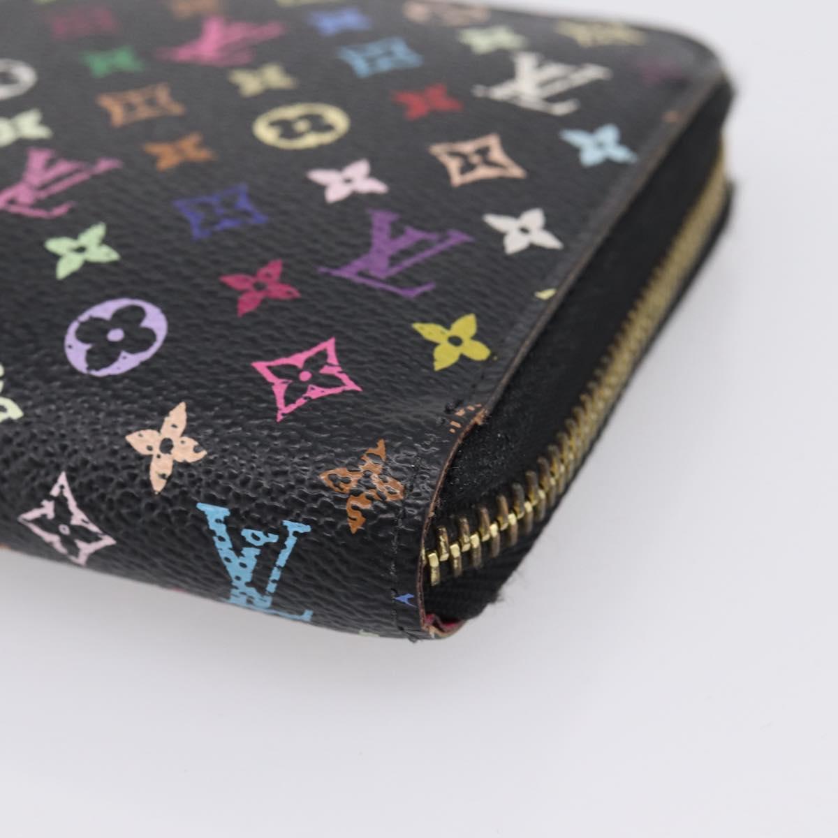 LOUIS VUITTON Monogram Multicolor Zippy Wallet Black M60243 LV Auth BA16464
