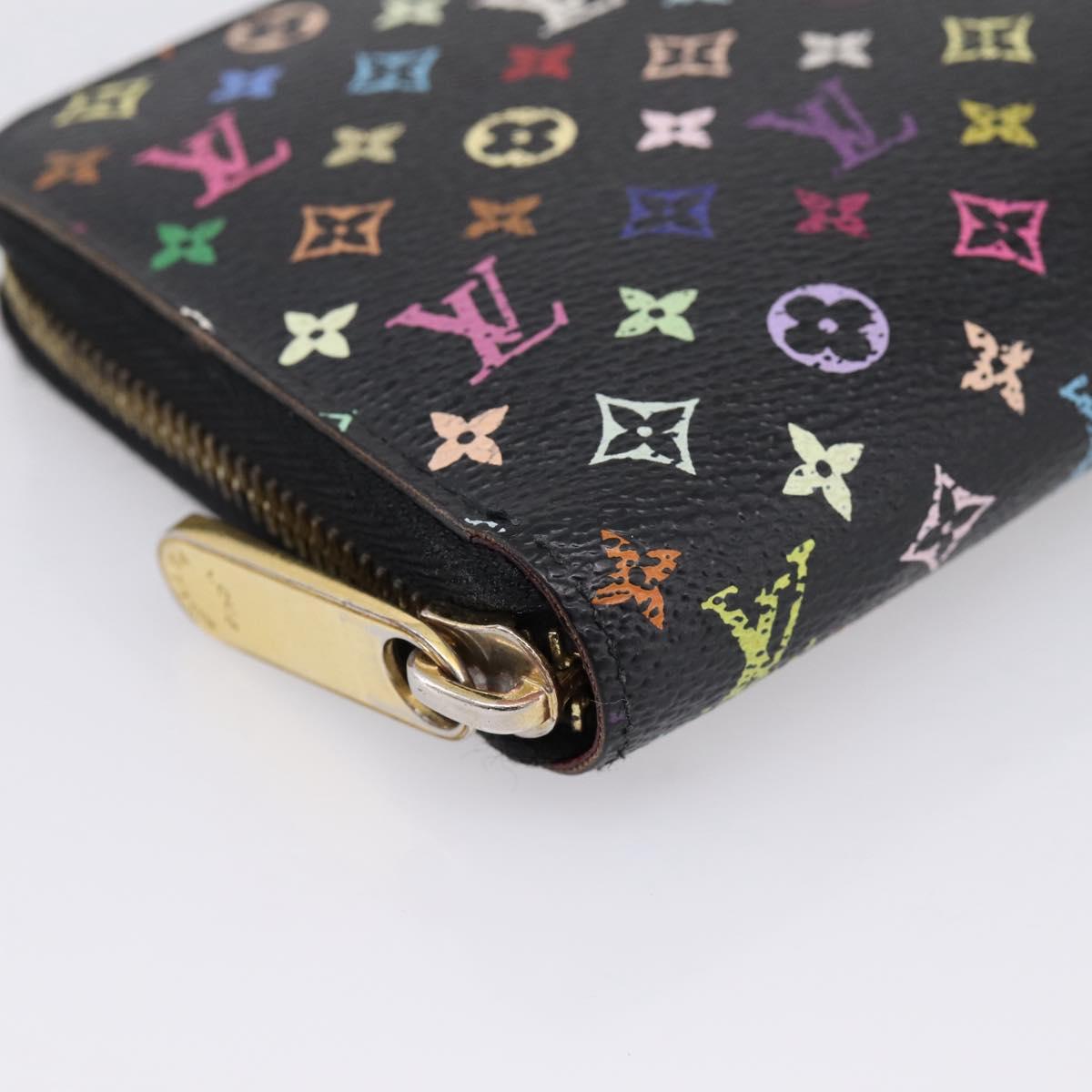 LOUIS VUITTON Monogram Multicolor Zippy Wallet Black M60243 LV Auth BA16464