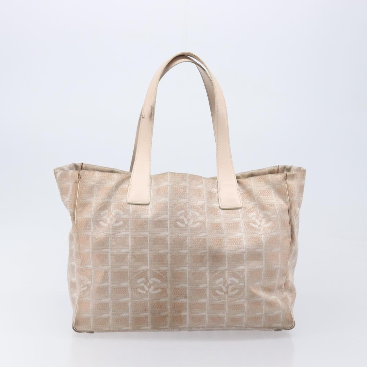CHANEL Hermes New Travel Line Tote Bag Canvas 2 Set Pink Black CC Auth BA16465