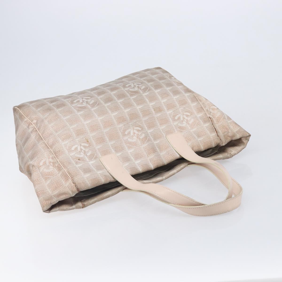 CHANEL Hermes New Travel Line Tote Bag Canvas 2 Set Pink Black CC Auth BA16465