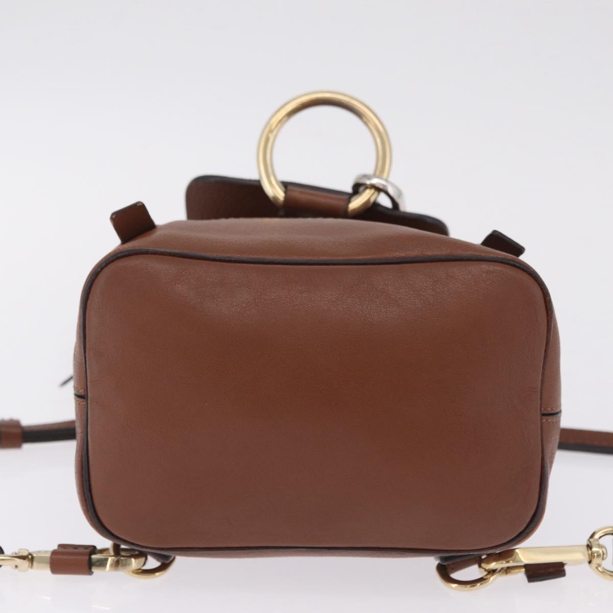 Chloe Faye Mini Backpack Leather Brown Gold Auth BA16466