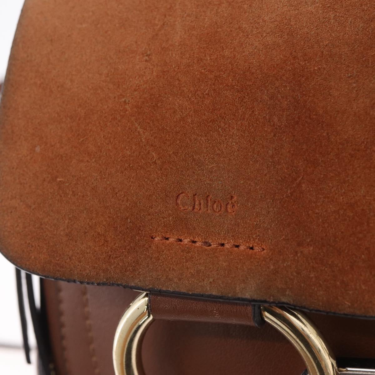 Chloe Faye Mini Backpack Leather Brown Gold Auth BA16466