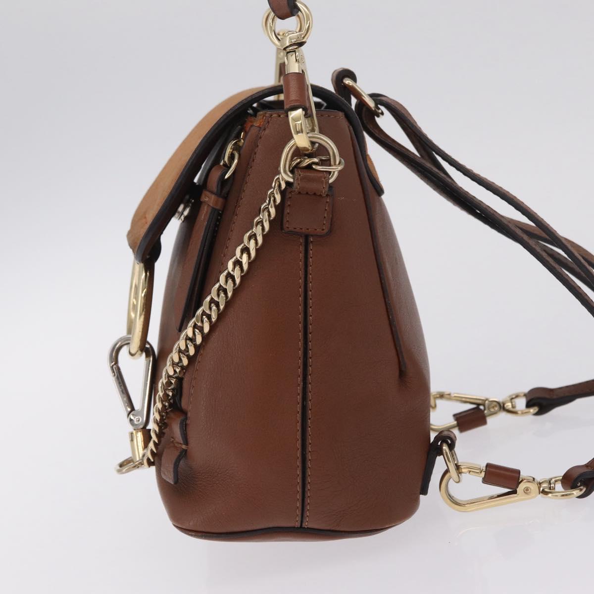 Chloe Faye Mini Backpack Leather Brown Gold Auth BA16466