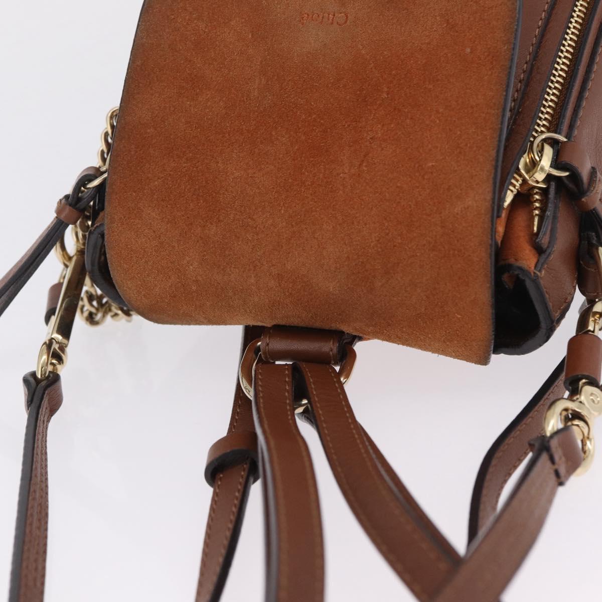 Chloe Faye Mini Backpack Leather Brown Gold Auth BA16466