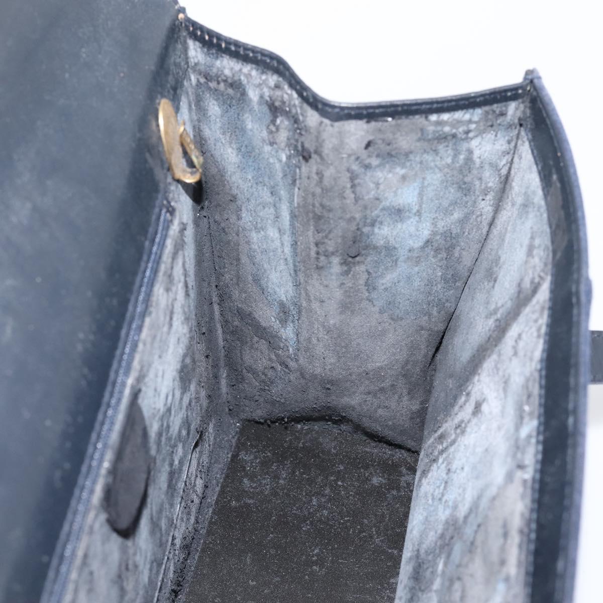 GUCCI Tote Bag Suede Navy Gold Auth BA16467