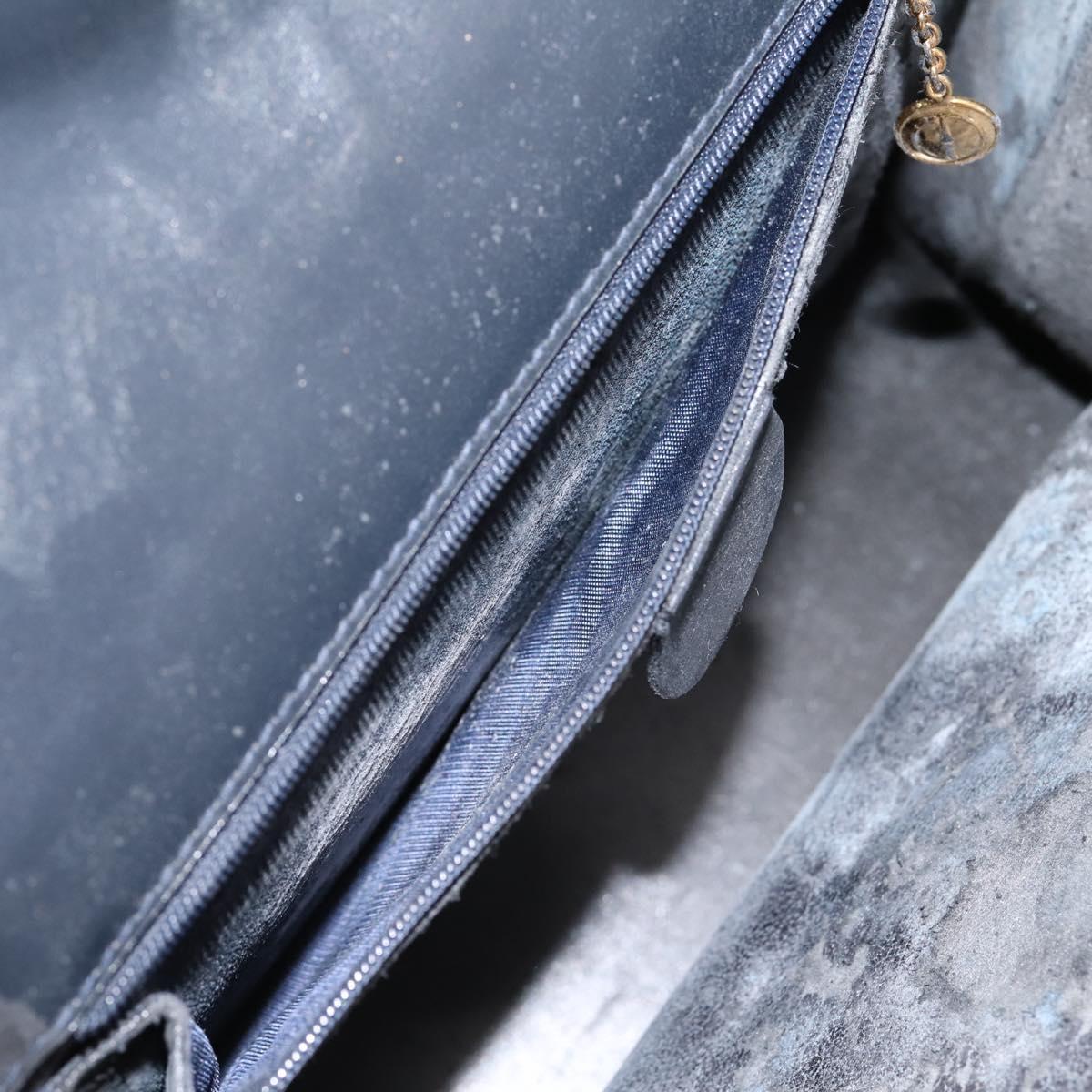 GUCCI Tote Bag Suede Navy Gold Auth BA16467