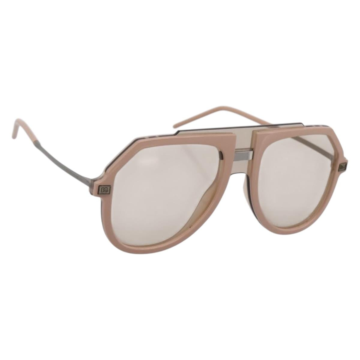 Dolce & Gabbana Sunglasses Metal Beige Silver Auth BA16471