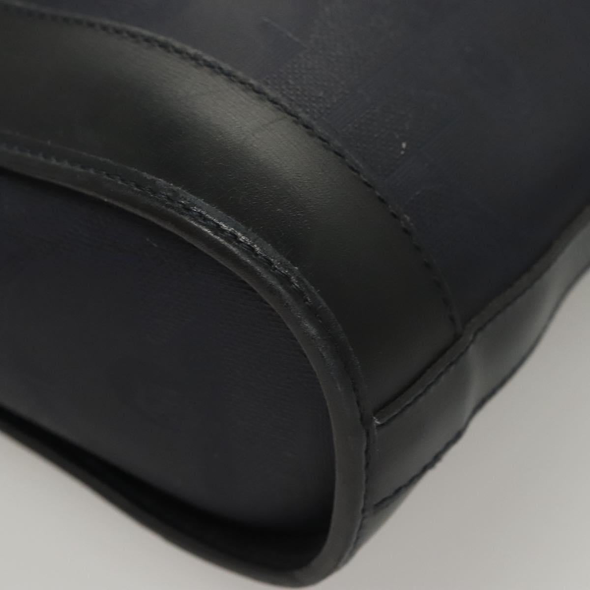 Christian Dior Trotter Canvas Shoulder Bag PVC Navy Gold Auth BA1648