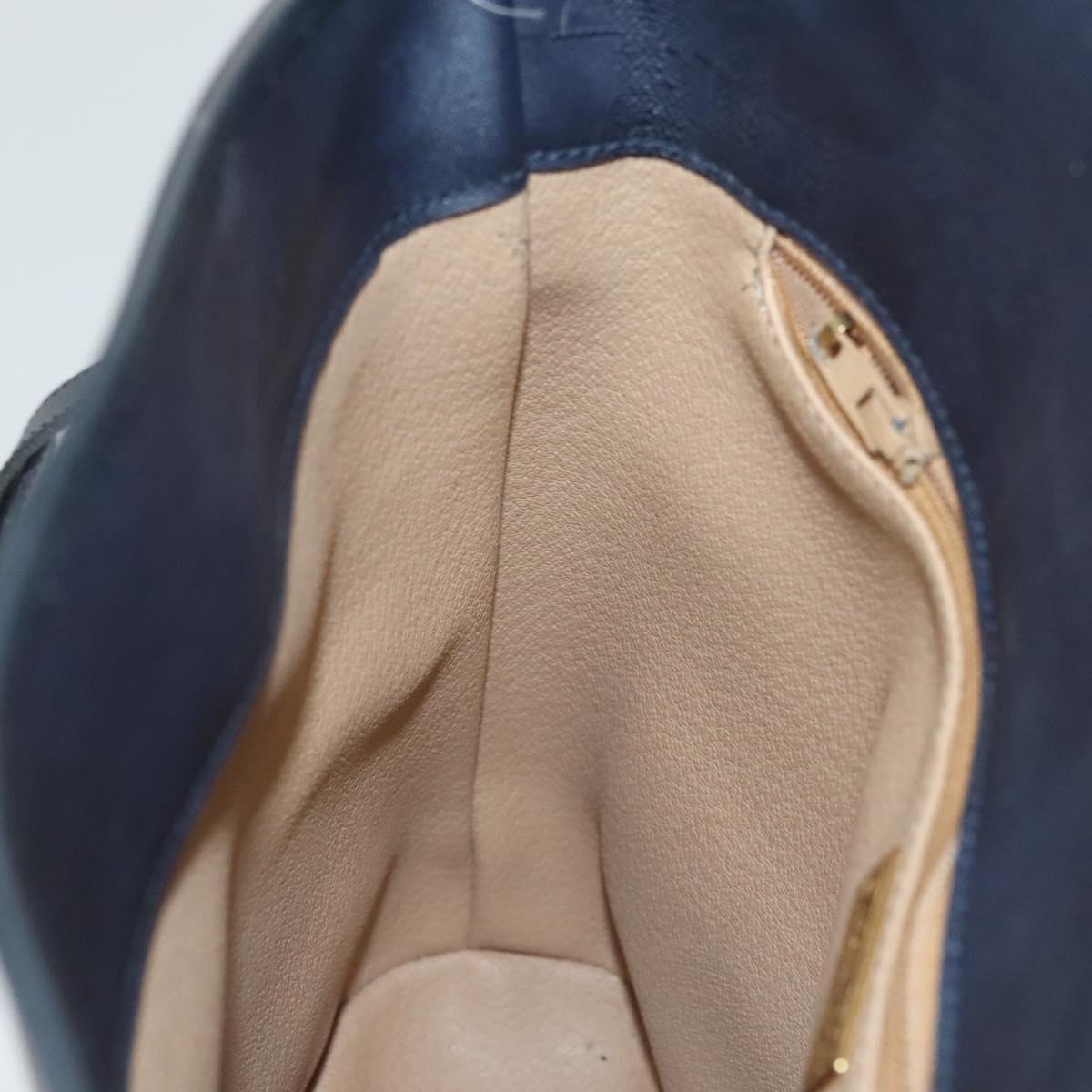 Christian Dior Trotter Canvas Shoulder Bag PVC Navy Gold Auth BA1648