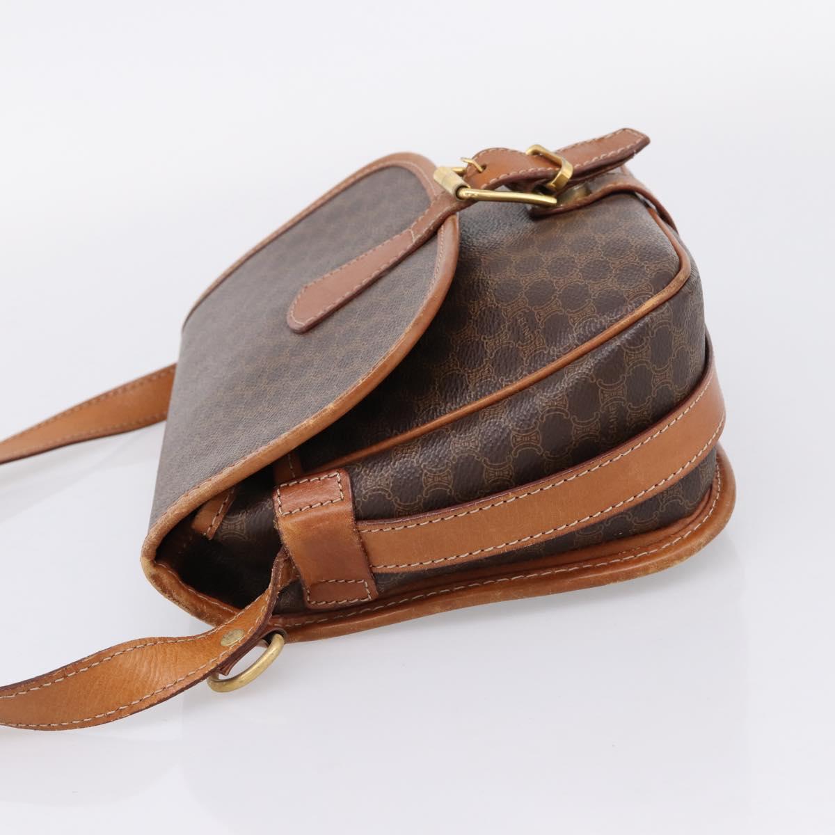 CELINE Macadam Canvas Shoulder Bag PVC Leather 2 Set Brown Auth BA16481