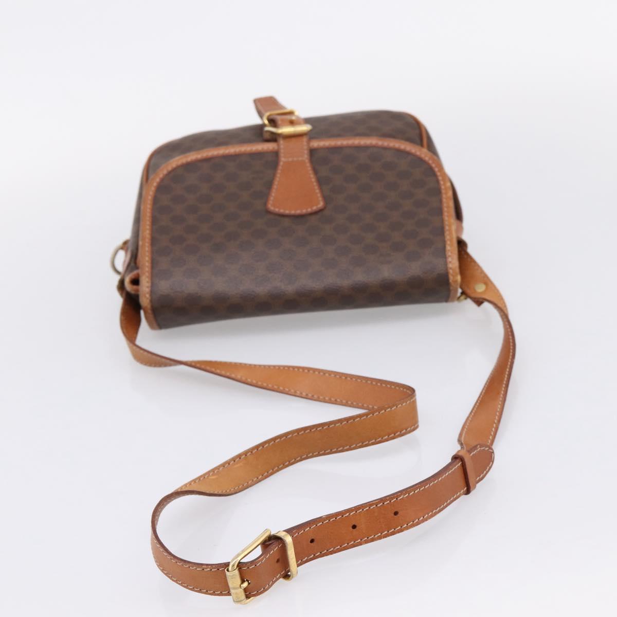 CELINE Macadam Canvas Shoulder Bag PVC Leather 2 Set Brown Auth BA16481