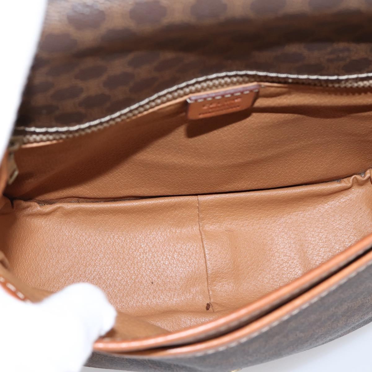 CELINE Macadam Canvas Shoulder Bag PVC Leather 2 Set Brown Auth BA16481