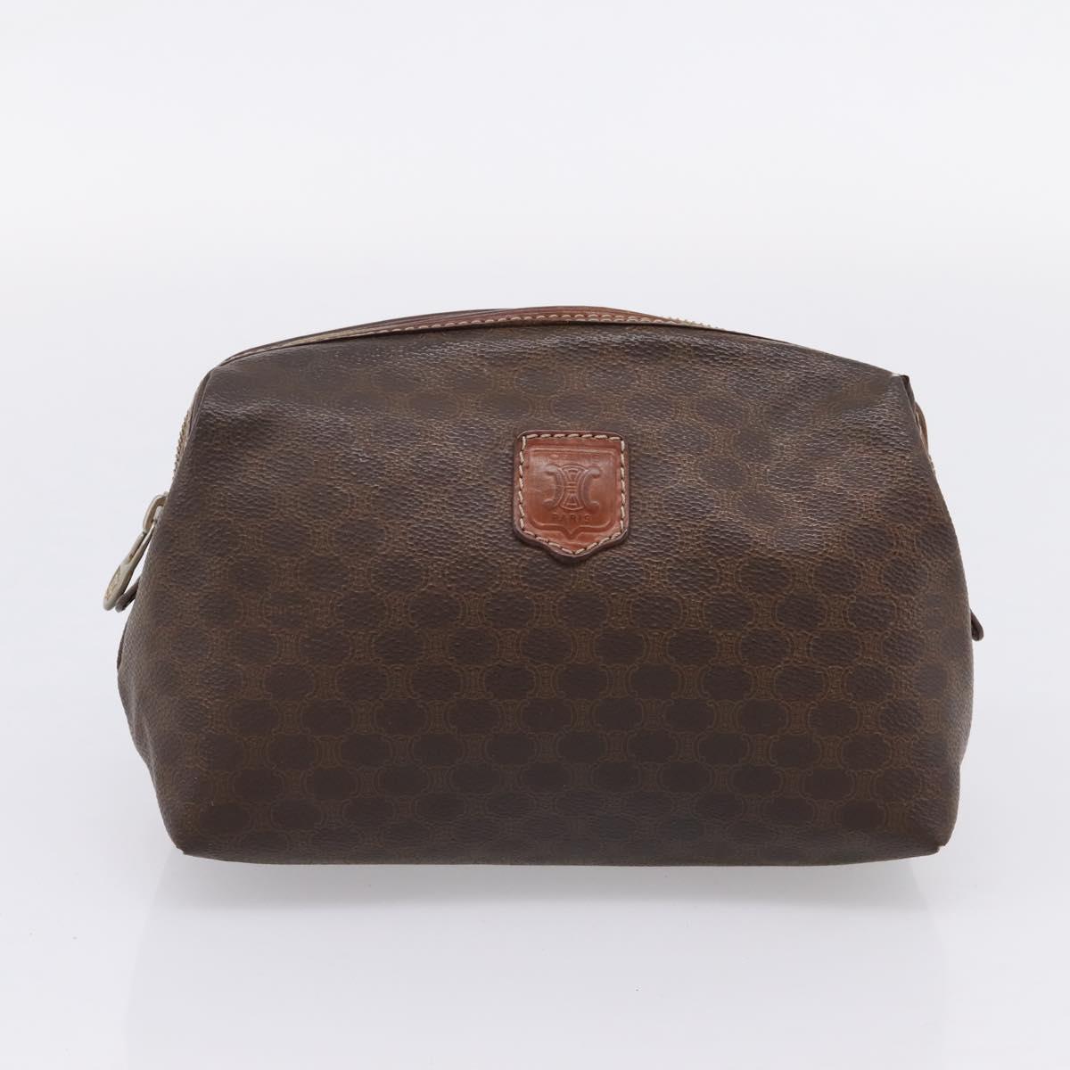 CELINE Macadam Canvas Shoulder Bag PVC Leather 2 Set Brown Auth BA16481
