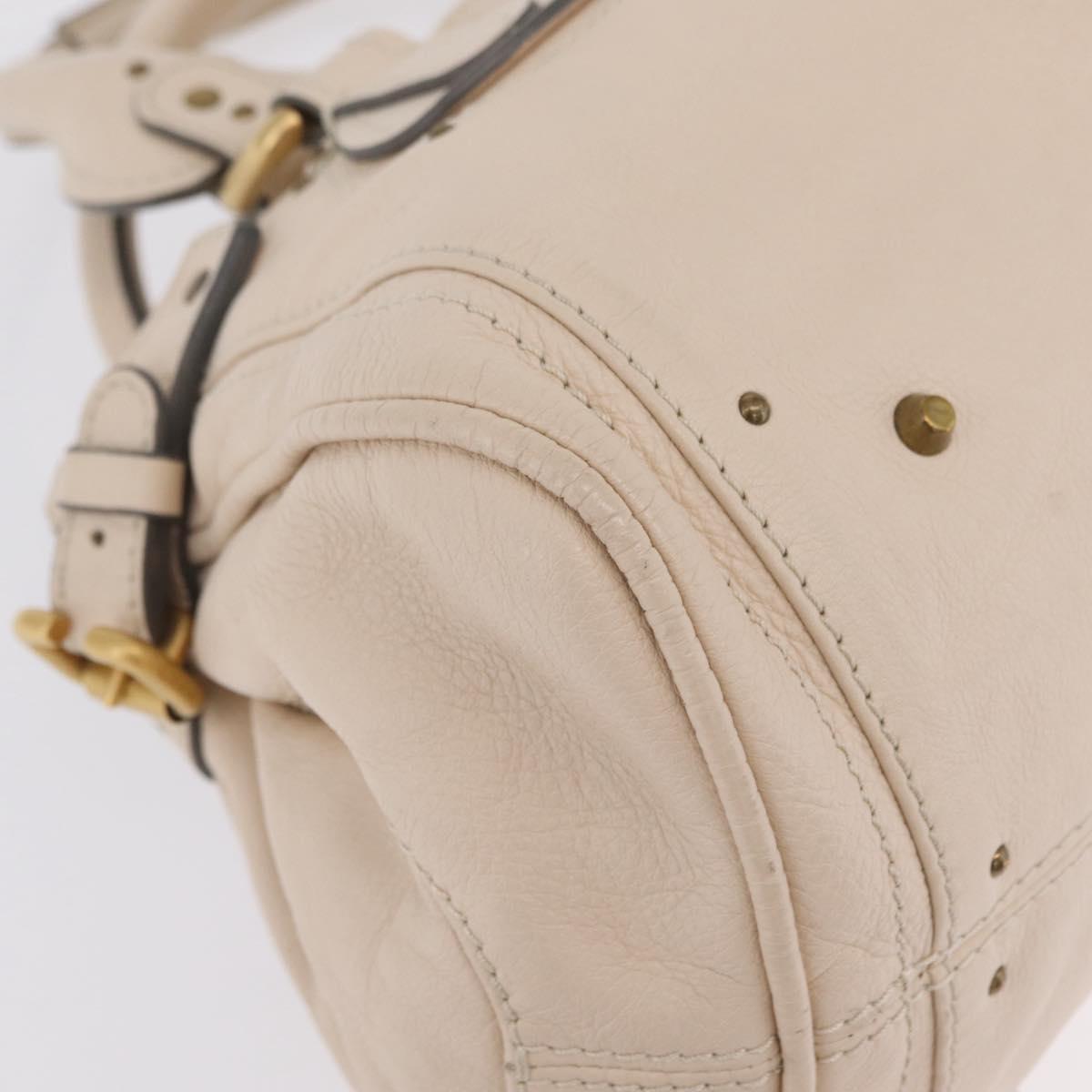 Chloe Paddington Hand Bag Leather Ivory Gold Tone Auth BA16483V