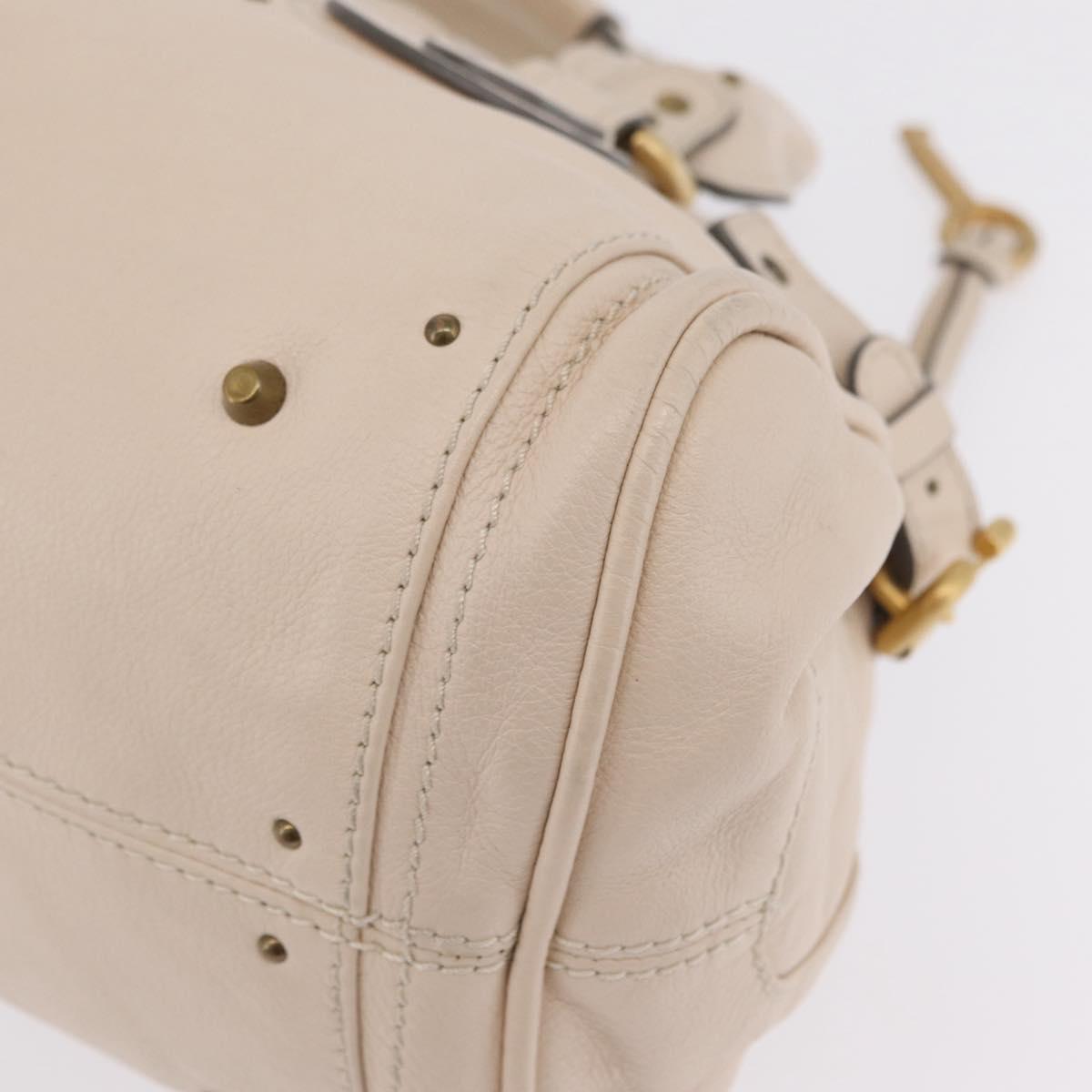 Chloe Paddington Hand Bag Leather Ivory Gold Tone Auth BA16483V