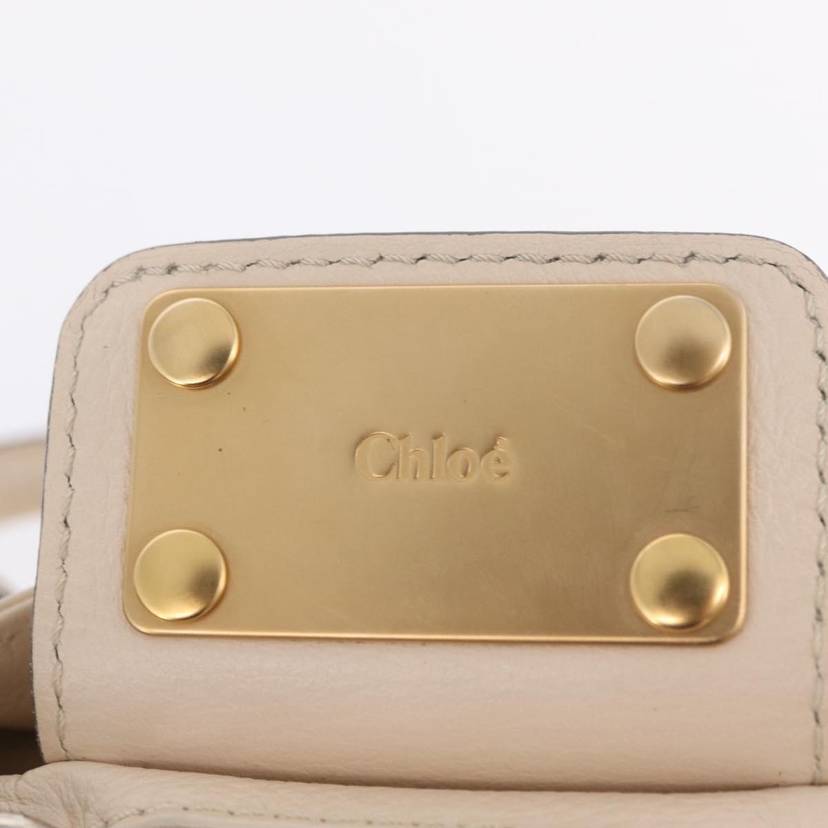 Chloe Paddington Hand Bag Leather Ivory Gold Tone Auth BA16483V