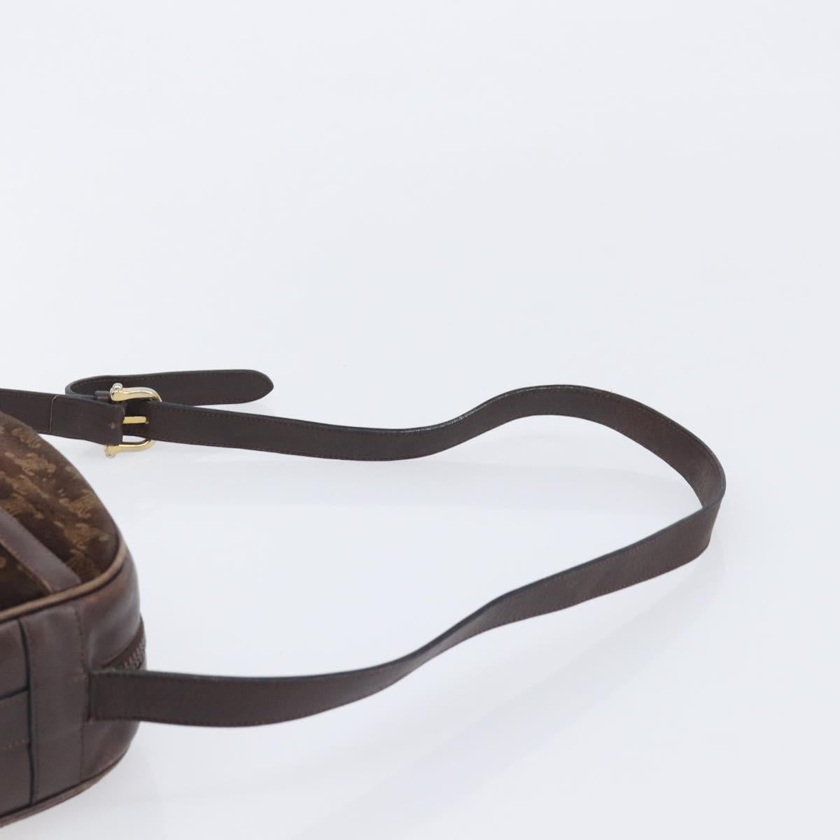 CELINE Macadam Shoulder Bag Suede Brown Gold Tone Auth BA16486