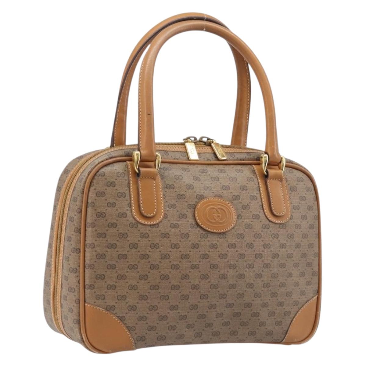 GUCCI Micro GG Hand Bag PVC Beige Gold Tone 000 104 0030 Auth BA16488