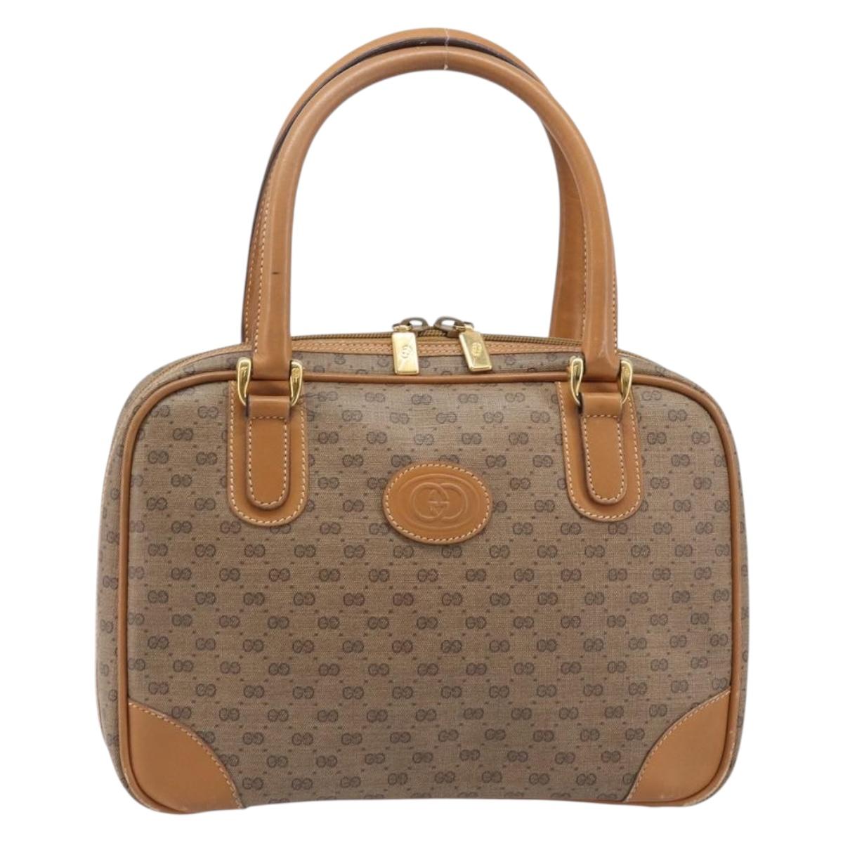 GUCCI Micro GG Hand Bag PVC Beige Gold Tone 000 104 0030 Auth BA16488