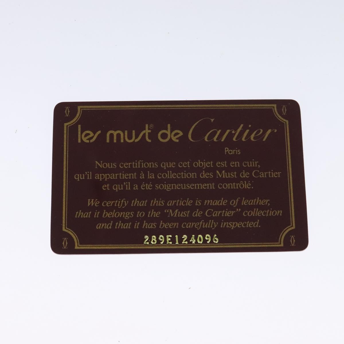 CARTIER Must Line Shoulder Bag Leather Bordeaux Gold Auth BA1649