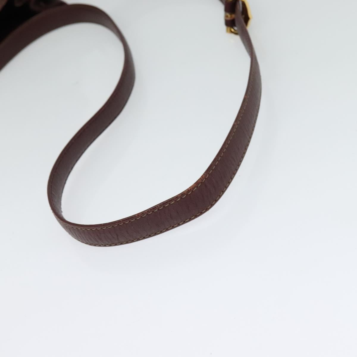 CARTIER Must Line Shoulder Bag Leather Bordeaux Gold Auth BA1649