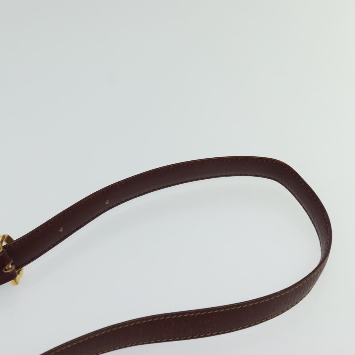 CARTIER Must Line Shoulder Bag Leather Bordeaux Gold Auth BA1649